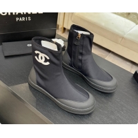 Pretty Style Chanel Short Boots in Mixed Fibers & Rubber G47141 Black 2026 