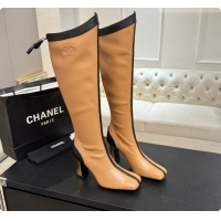 Top Design Chanel High Boots in Smooth Calfskin 8.5cm Heel CH090946 Apricot 2026