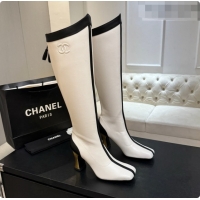 Shop Duplicate Chanel High Boots in Smooth Calfskin 8.5cm Heel CH090950 White 2026