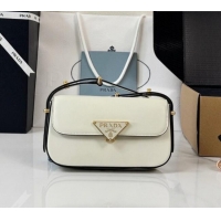 Low Cost Prada Smooth Calfskin Shoulder Bag 1BD339 White 2026