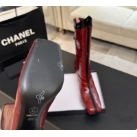 Popular Style Chanel Short Boots in Crocodile embossed Calfskin 8.5cm Heel CH090954 Burgundy 2026