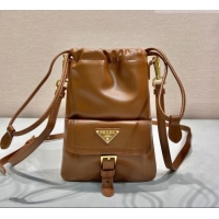 Buy New Cheap Prada Nappa Leather Pouch Bag 1MS017 Brown 2026