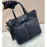 Spot Bulk Prada Re-Nylon and Saffiano Leather Tote Bag 2VG860 Black 2026