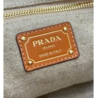 Well Crafted Prada Large Linen and Leather Tote Bag 1BG659 Brown/Natural 2026