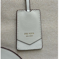 Buy Fashionable Prada Large Linen and Leather Tote Bag 1BG659 White/Natural 2026