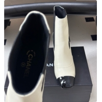 Luxury Cheap Chanel Ankle Boots in Lambskin & Patent Leather 6.5cm Heel CH090963 White 2026