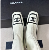 Big Discount Chanel High Boots in Lambskin & Patent Leather 8.5cm Heel CH090967 White 2026