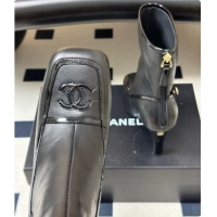Purchase Chanel Short Boots in Lambskin & Patent Leather 8.5cm Heel CH090977 Black 2026