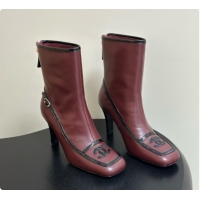 Best Grade Chanel Short Boots in Lambskin & Patent Leather 8.5cm Heel CH090978 Burgundy 2026