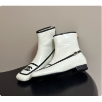 Buy Discount Chanel Short Boots in Lambskin & Patent Leather CH090979 White 2026