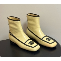 Good Looking Chanel Short Boots in Lambskin & Patent Leather CH090980 Beige 2026