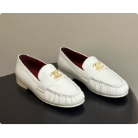 Stylish Chanel Calfskin Moccasins Loafers G47396 CH090984 White 2026