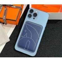 Grade Quality Hermes MagSafe Card Holder H0317 Horse/Navy Blue 2026