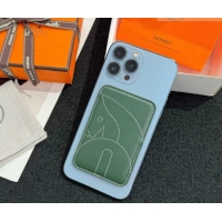 High Quality Hermes MagSafe Card Holder H0317 Horse/Green 2026