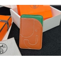 Best Price Hermes MagSafe Card Holder 0317 Elephant/Brown/Green 2026
