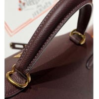 Luxury Cheap Hermes Kelly Epsom Bag 25cm in Cow Leather H0414 Saddle Red 2026 (Half Handmade)