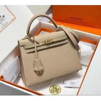 Cheapest Hermes Kelly Epsom Bag 25cm in Cow Leather H0414 S2 Trench Grey 2026 (Half Handmade)