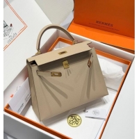 Cheapest Hermes Kelly Epsom Bag 25cm in Cow Leather H0414 S2 Trench Grey 2026 (Half Handmade)