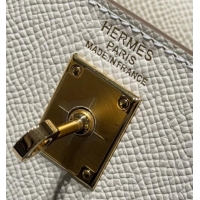 Modern Cheap Hermes Kelly Epsom Bag 25cm in Cow Leather H0414 Milk Shake White/Gold 2026 (Half Handmade)