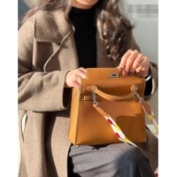 New Fashion Hermes Kelly Epsom Bag 25cm in Cow Leather H0414 Brown/Silver 2026 (Half Handmade)