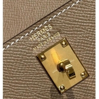 Spot Bulk Hermes Kelly Epsom Bag 25cm in Cow Leather H0414 Elephant Grey/Gold 2026 (Half Handmade)