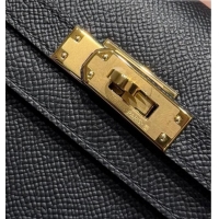 Spot Bulk Hermes Kelly Epsom Bag 25cm in Cow Leather H0414 Black/Gold 2026 (Half Handmade)