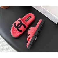 Grade Quality Chanel Fluffy Slide Sandals CH091007 Watermelon Red 2026