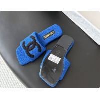 Most Popular Chanel Fluffy Flat Slide Sandals CH091016 Blue 2026