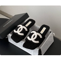 Buy Duplicate Chanel Fluffy Flat Slide Sandals CH091018 Black 2026