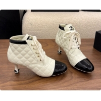 Grade Chanel Lace-up Boots in Calfskin & Patent Leather CH091031 White 2026 