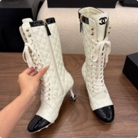 Best Product Chanel Lace-up Boots in Calfskin & Patent Leather CH091034 White 2026