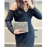 Spot Bulk Hermes Kelly Pochette Swift Bag 22cm in Cow Leather 0414 Tin Grey 2026 (Half Handmade)