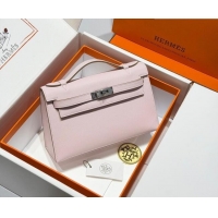 Classic Cheap Hermes Kelly Pochette Swift Bag 22cm in Cow Leather 0414 Dreamy Pink 2026 (Half Handmade)