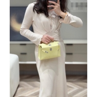 Chic Discount Hermes Kelly Pochette Swift Bag 22cm in Cow Leather 0414 Milton Yellow 2026 (Half Handmade)