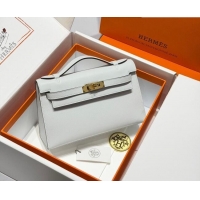 Best Price Hermes Kelly Pochette Swift Bag 22cm in Cow Leather 0414 Brail Blue 2026 (Half Handmade)