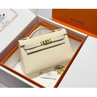 Hot Style Hermes Kelly Pochette Swift Bag 22cm in Cow Leather 0414 Milk Shake White/Gold 2026 (Half Handmade)