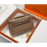 Best Price Hermes Kelly Pochette Swift Bag 22cm in Cow Leather 0414 Elephant Grey/Silver 2026 (Half Handmade)