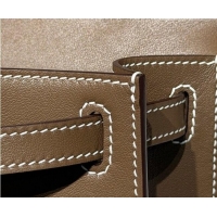 Best Price Hermes Kelly Pochette Swift Bag 22cm in Cow Leather 0414 Elephant Grey/Silver 2026 (Half Handmade)