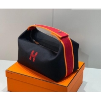 Spot Discount Hermes Trousse Bride-A-Brace Canvas Case with H Embroidery 4053 Black/Red 2026
