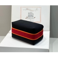 Spot Discount Hermes Trousse Bride-A-Brace Canvas Case with H Embroidery 4053 Black/Red 2026