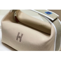 Modern Classic Hermes Trousse Bride-A-Brace Canvas Case with H Embroidery 4053 Beige/Elephant Grey 2026