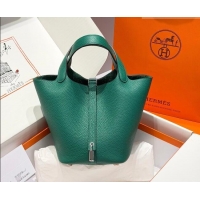 Discount Hermes Picotin Lock Mini Bag 18cm in Germany and Clemence TC Leather 4056 Velvet Green 2026 (Half Handmade)