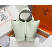 Classic Grade Hermes Picotin Lock Mini Bag 18cm in Germany and Clemence TC Leather 4056 Bubble Green 2026 (Half Handmade