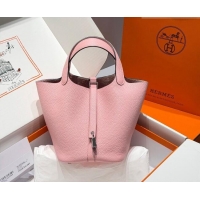 Spot Bulk Hermes Picotin Lock Mini Bag 18cm in Germany and Clemence TC Leather 4056 Rose Sakura Pink 2026 (Half Handmade