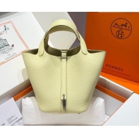 Grade Hermes Picotin Lock Mini Bag 18cm in Germany and Clemence TC Leather 4056 Jaune Milton Yellow 2026 (Half Handmade)