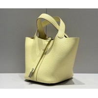 Grade Hermes Picotin Lock Mini Bag 18cm in Germany and Clemence TC Leather 4056 Jaune Milton Yellow 2026 (Half Handmade)