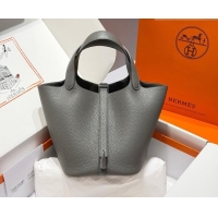 High Quality Hermes Picotin Lock Mini Bag 18cm in Germany and Clemence TC Leather 4056 Cloud Grey 2026 (Half Handmade)