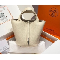 Most Popular Hermes Picotin Lock Mini Bag 18cm in Germany and Clemence TC Leather 4056 Milk Shake White/Silver 2026 (Hal