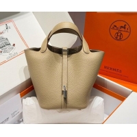 Best Product Hermes Picotin Lock Mini Bag 18cm in Germany and Clemence TC Leather 4056 Coat Grey/Silver 2026 (Half Handm
