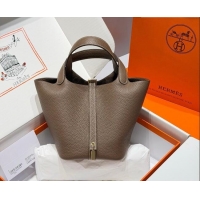 Promotional Hermes Picotin Lock Mini Bag 18cm in Germany and Clemence TC Leather 4056 Elephant Grey/Gold 2026 (Half Hand